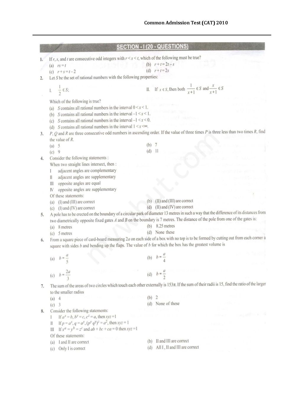 Aptitude Test Question Paper Download