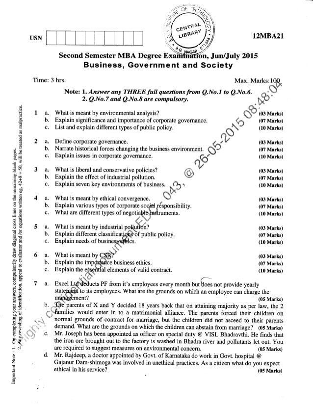 b com 6th sem value education question paper 2020