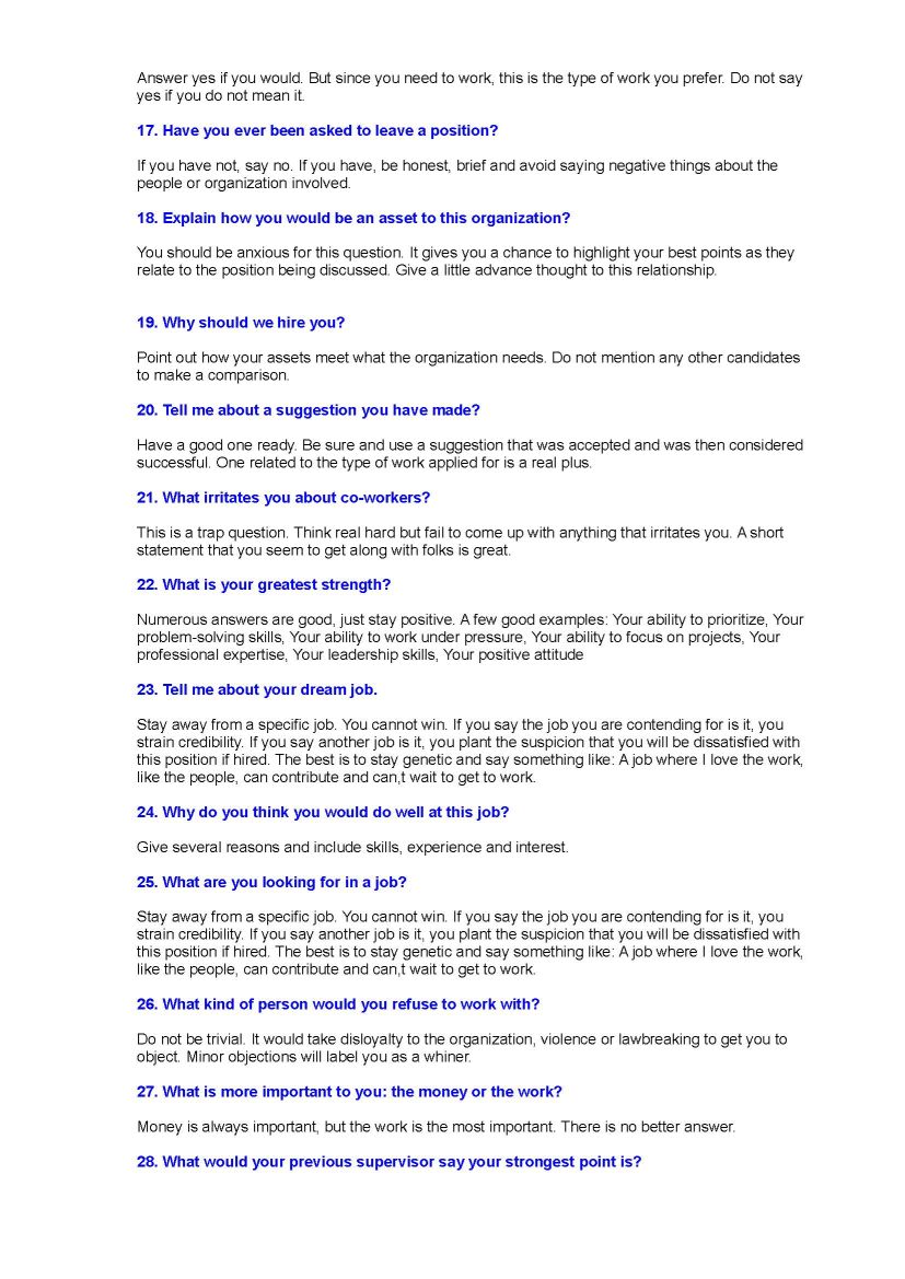 Interview questions and answers for marketing jobs pdf